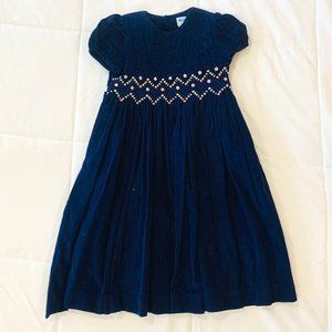 Luli & Me Tie Back Navy Blue Floral Embroidered Dress